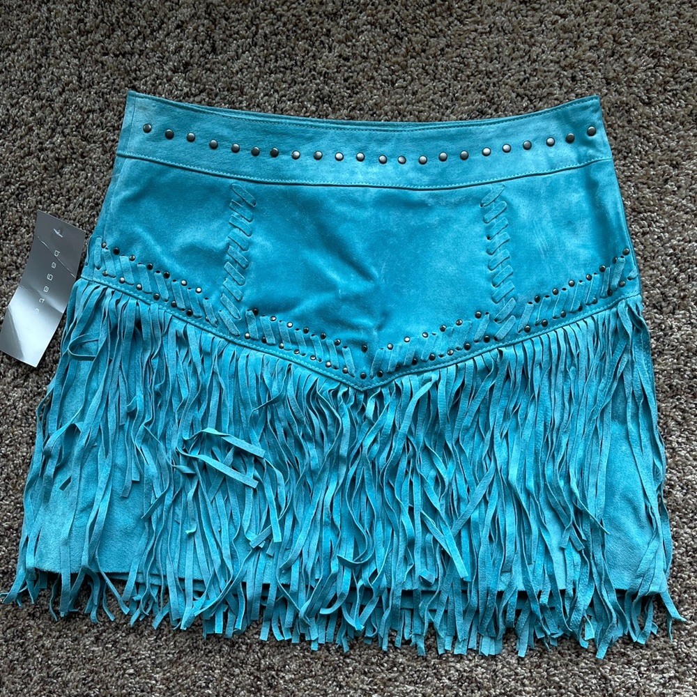 NWT blue fringe skirt
